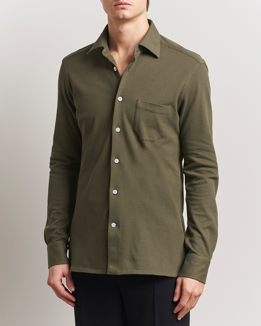 Herren | Hemden | Kiton | Jersey Piquet Shirt Militare