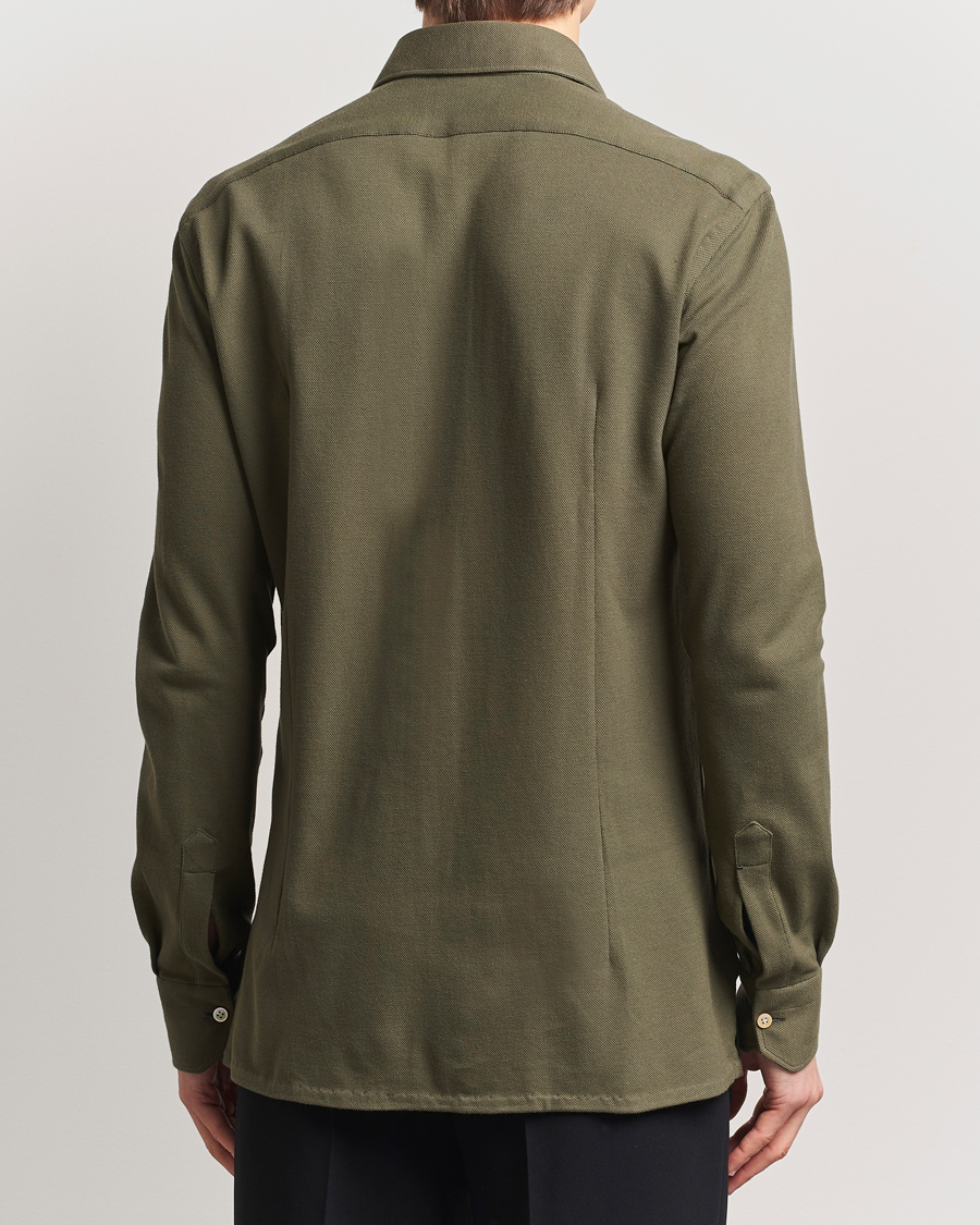 Herren | Hemden | Kiton | Jersey Piquet Shirt Militare