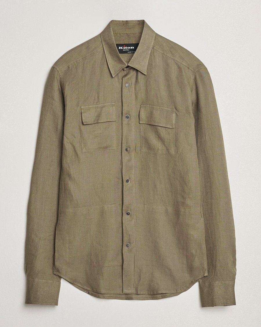 Herren | Hemden | Kiton | Linen Overshirt Olive