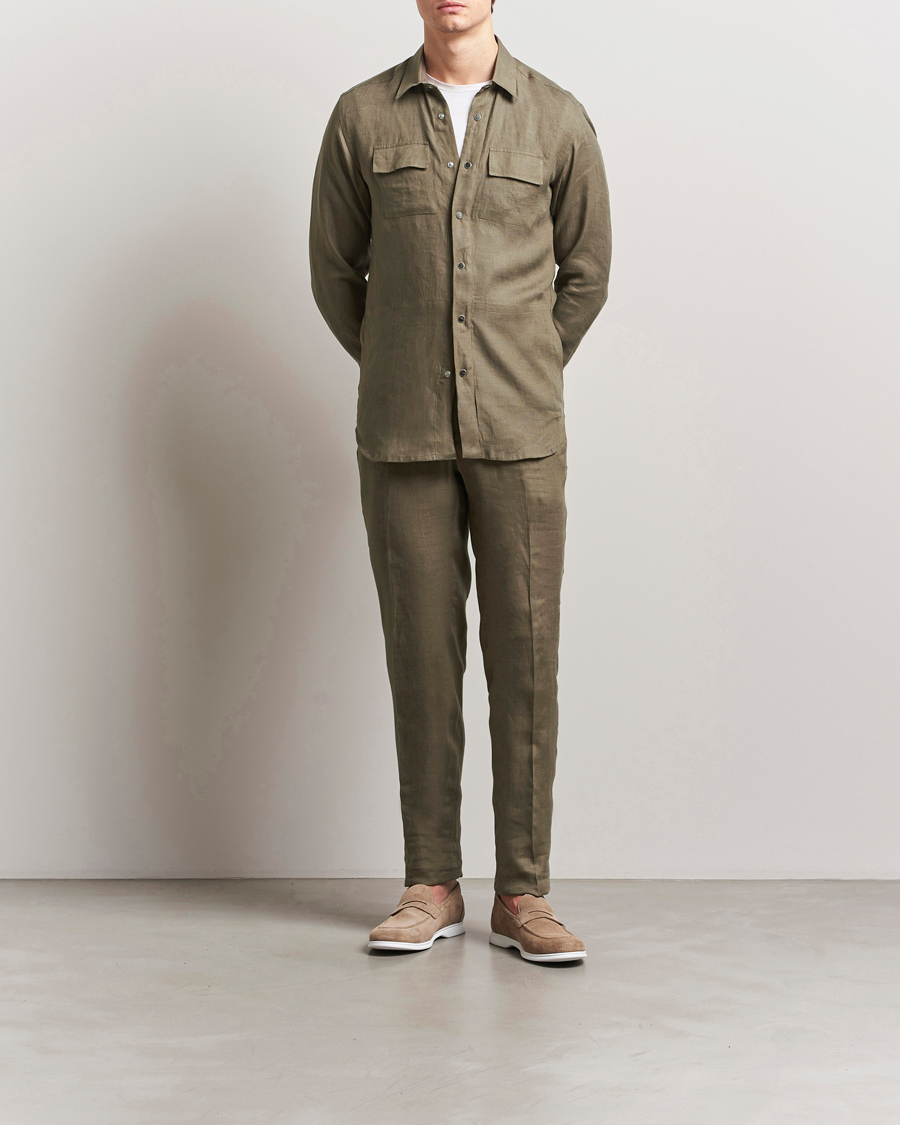 Herren | Hemden | Kiton | Linen Overshirt Olive