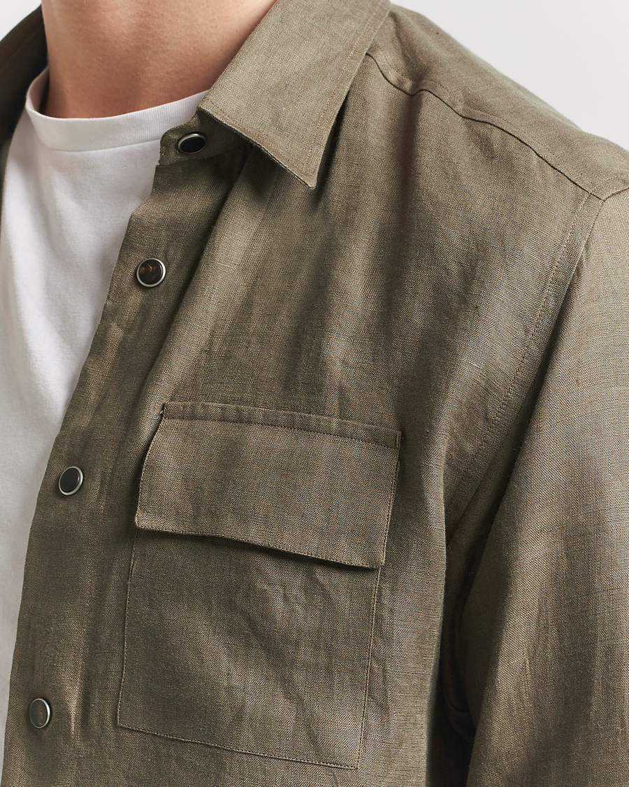 Herren | Hemden | Kiton | Linen Overshirt Olive