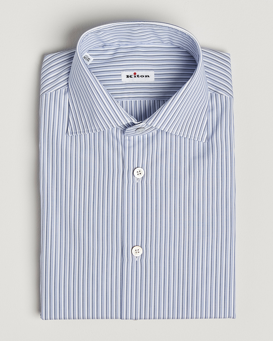 Herren | Hemden | Kiton | Slim Fit Dress Shirt Light Blue Stripe