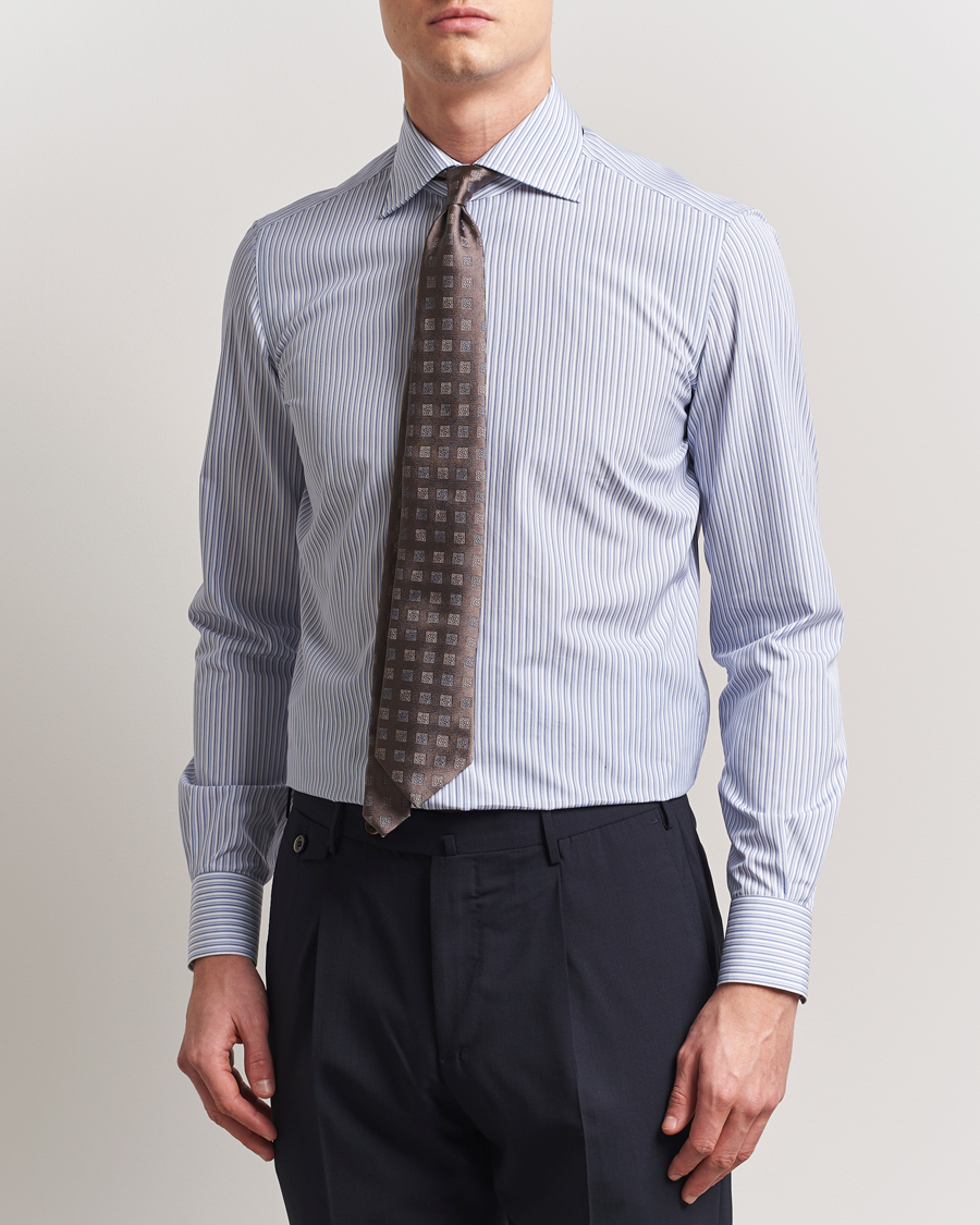 Herren | Hemden | Kiton | Slim Fit Dress Shirt Light Blue Stripe
