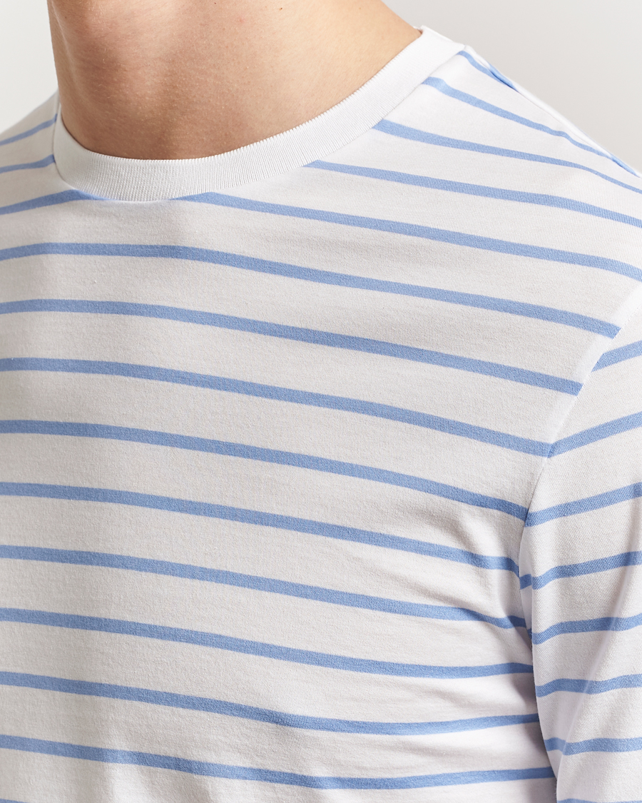 Herren | T-Shirts | Ralph Lauren Purple Label | Long Sleeve Striped T-Shirt White/Cornflower