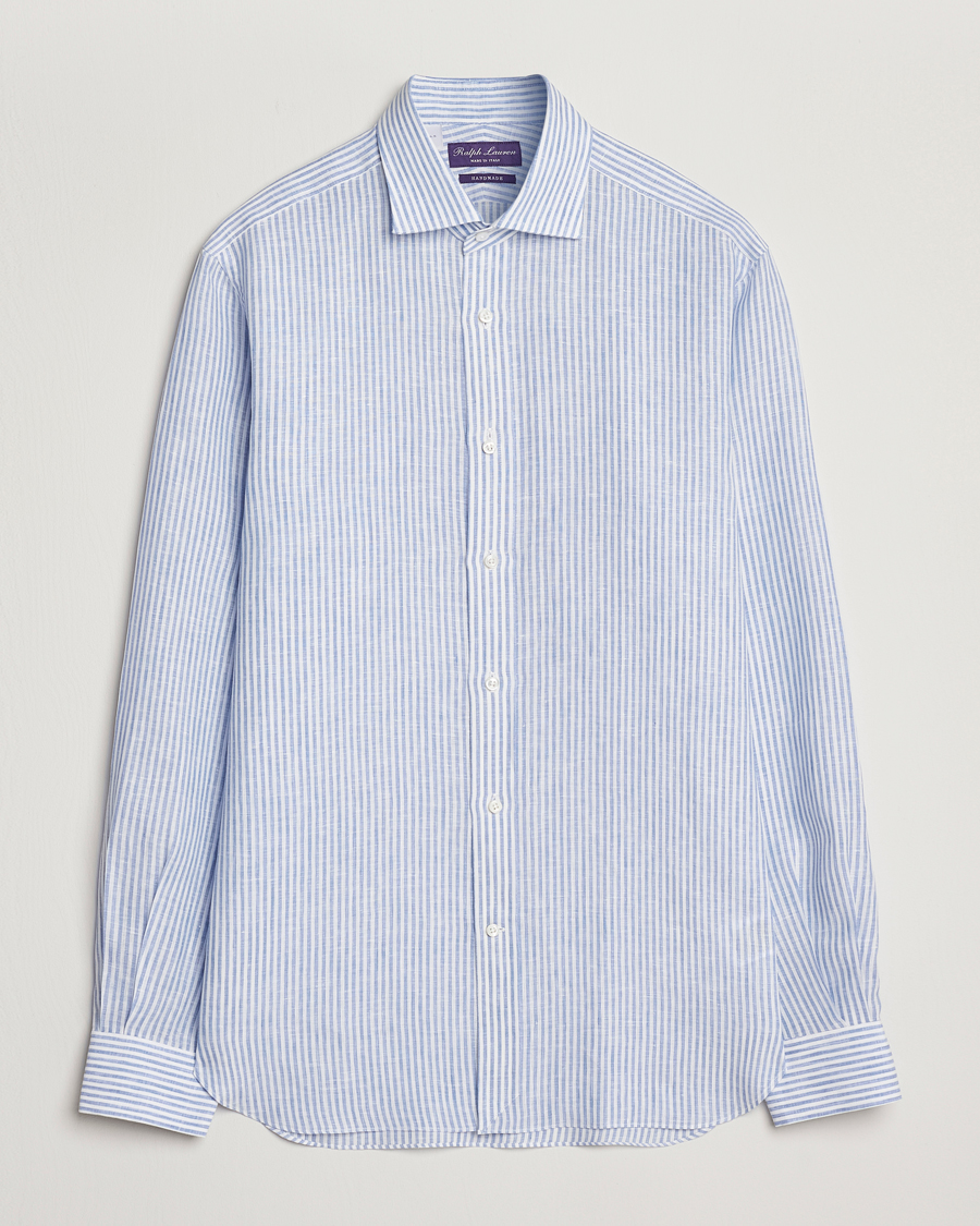 Herren | Hemden | Ralph Lauren Purple Label | Striped Linen Shirt Light Blue