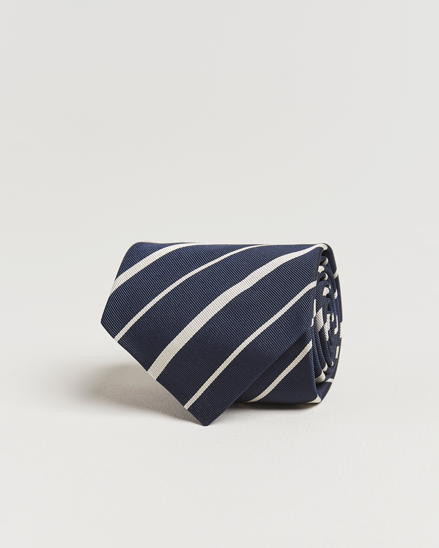 Herren | Ralph Lauren Purple Label Repp Stripe Silk Tie Navy | Ralph Lauren Purple Label | Repp Stripe Silk Tie Navy