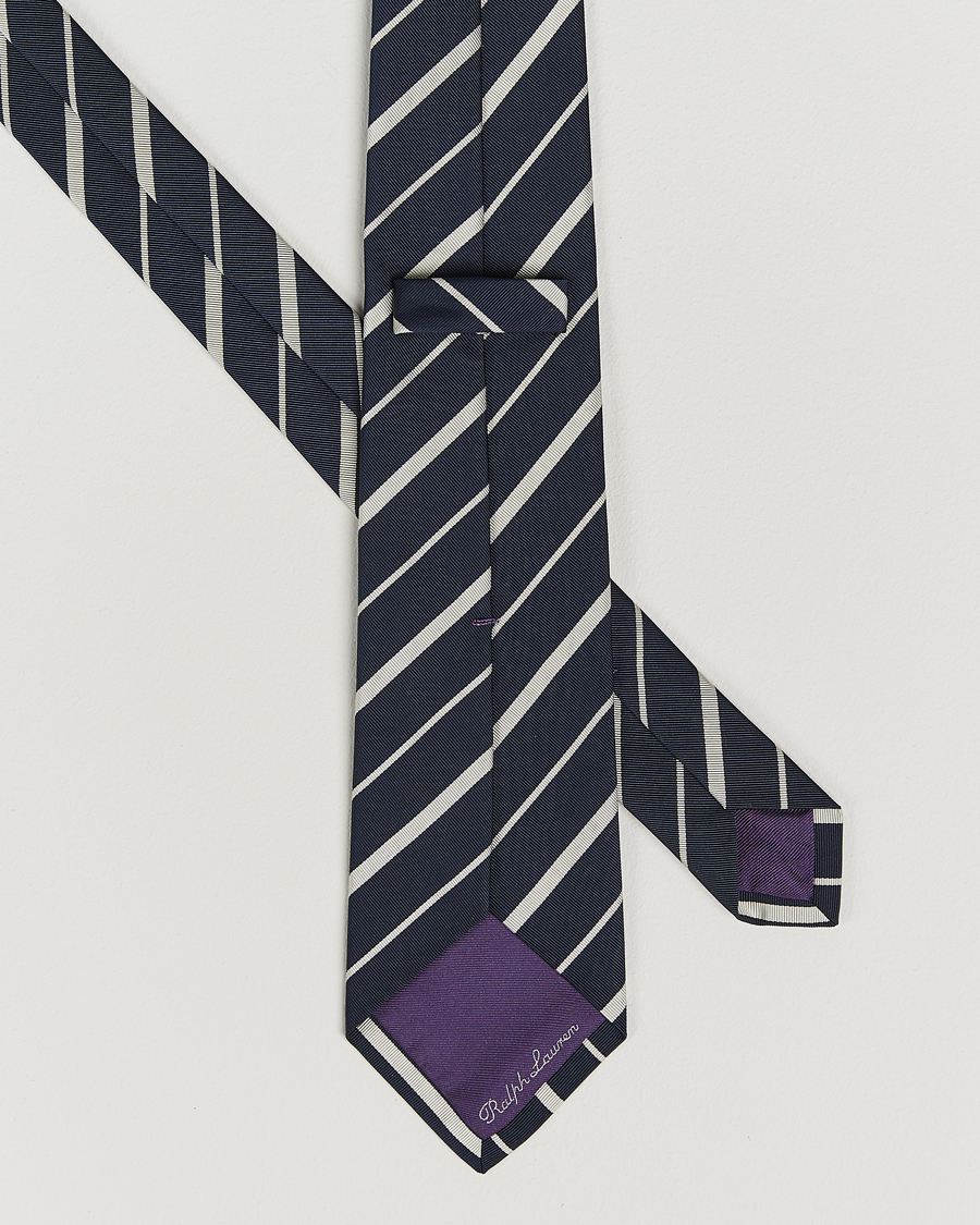 Herren | Ralph Lauren Purple Label Repp Stripe Silk Tie Navy | Ralph Lauren Purple Label | Repp Stripe Silk Tie Navy