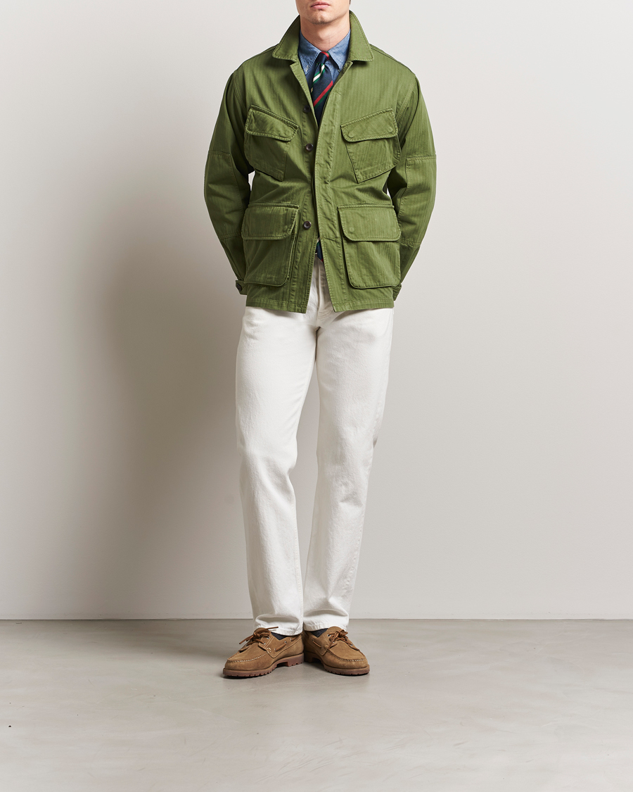 Herren | Jacken | Drake's | Herringbone Jungle Jacket Olive