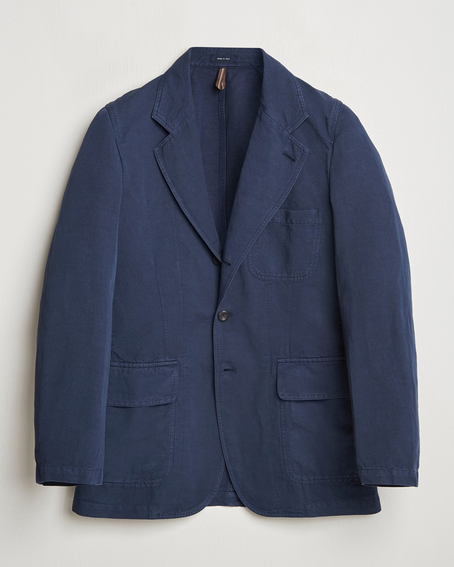 Herren | Sakkos | Drake's | MKI Cotton/linen Games Blazer Navy