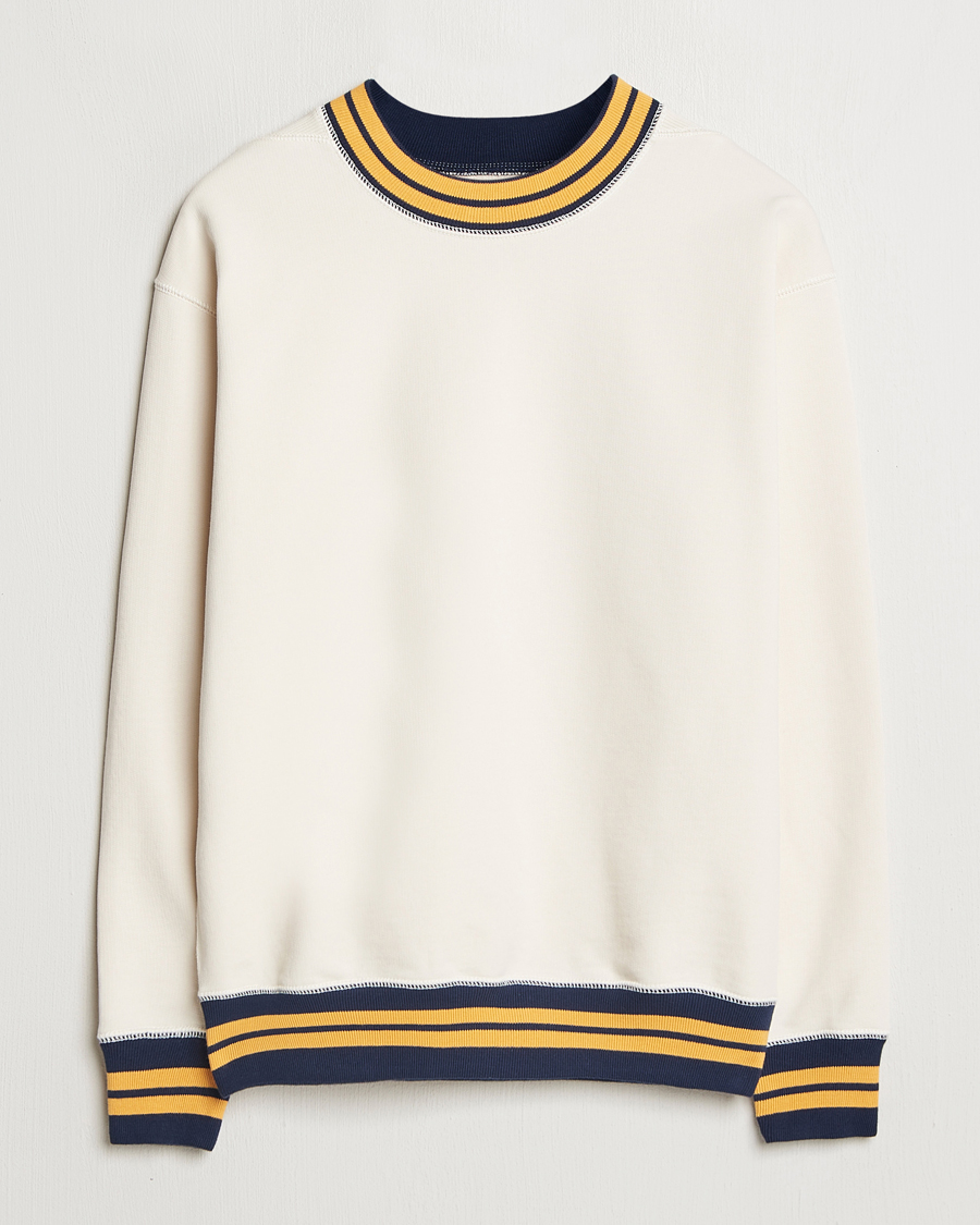 Herren | Pullover | Drake's | Striped Rib Long Sleeve Sweatshirt Ecru/Navy