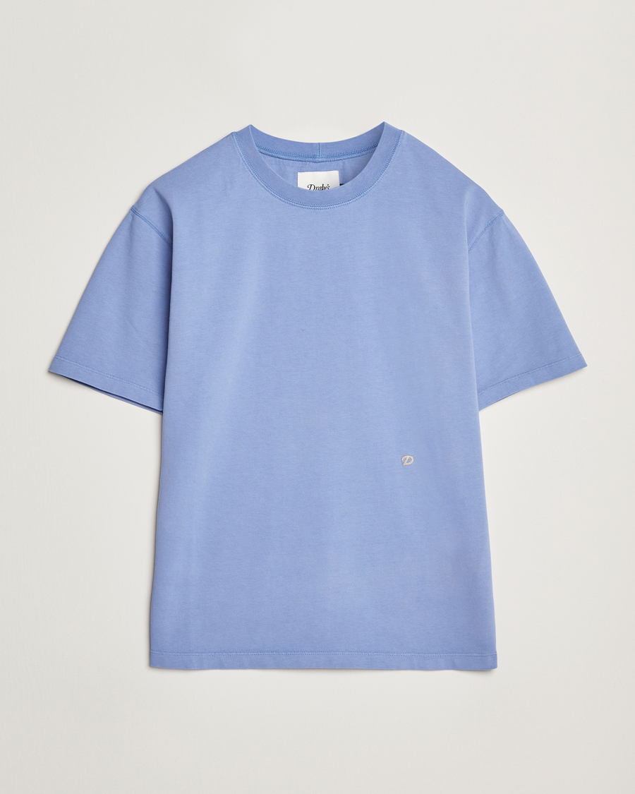 Herren | T-Shirts | Drake's | Embroidered Hiking T-Shirt Lavender Blue