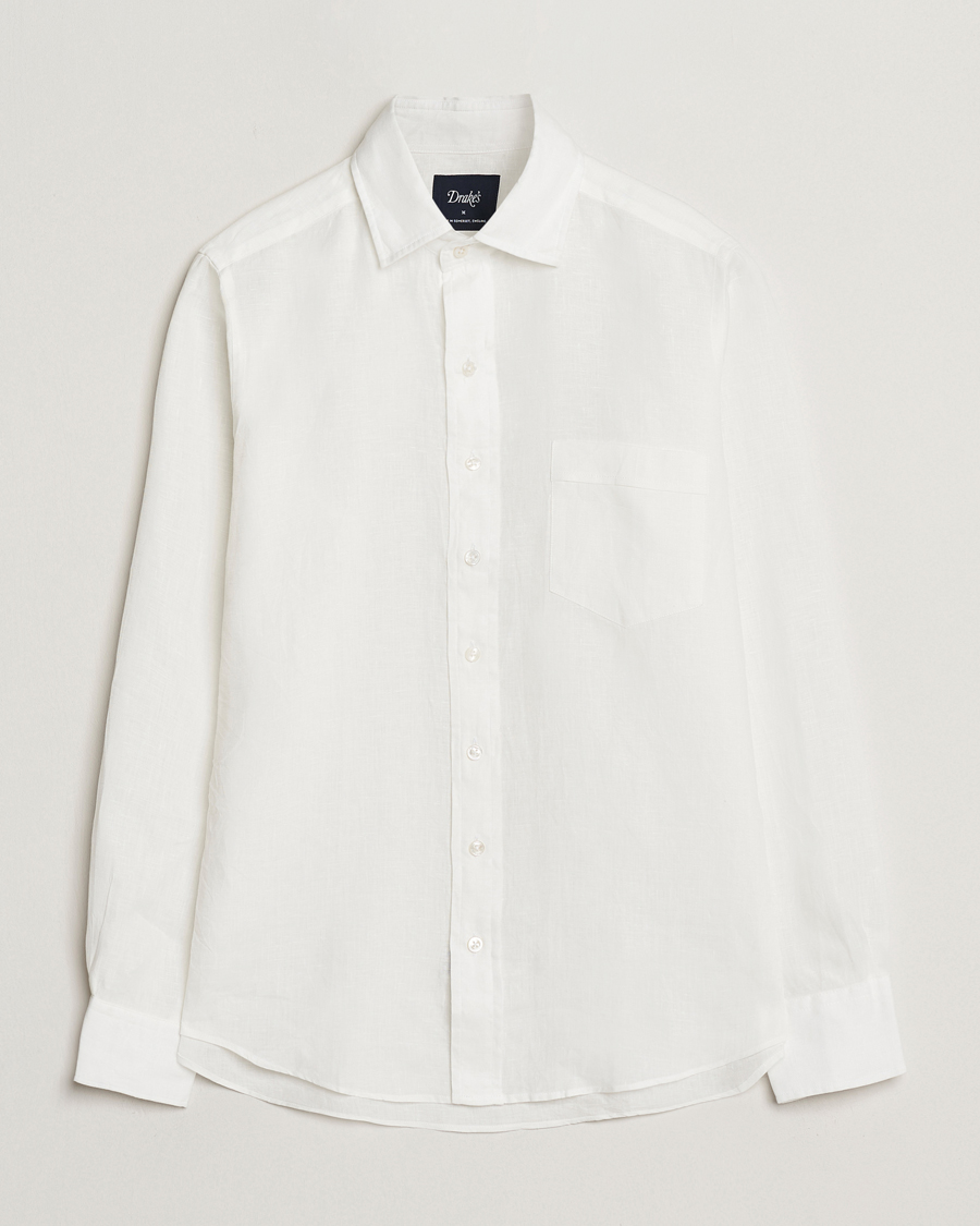Herren | Hemden | Drake's | Linen Summer Shirt Ecru
