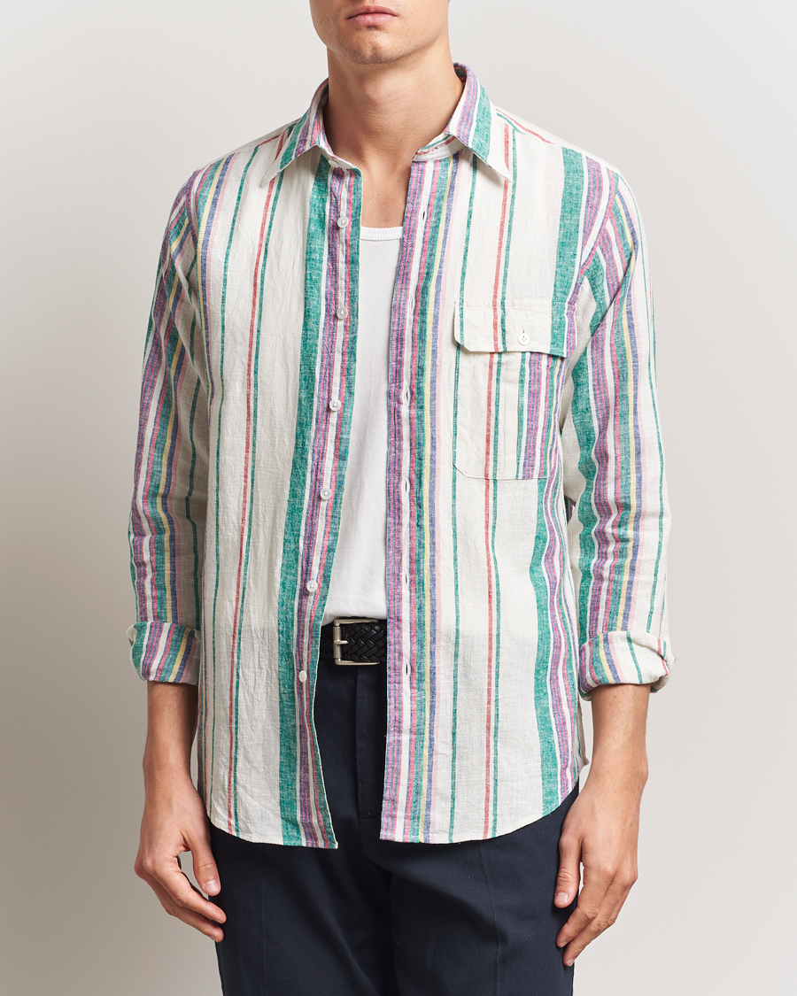 Herren | Hemden | Drake's | Striped Linen/Cotton Summer Shirt Multi