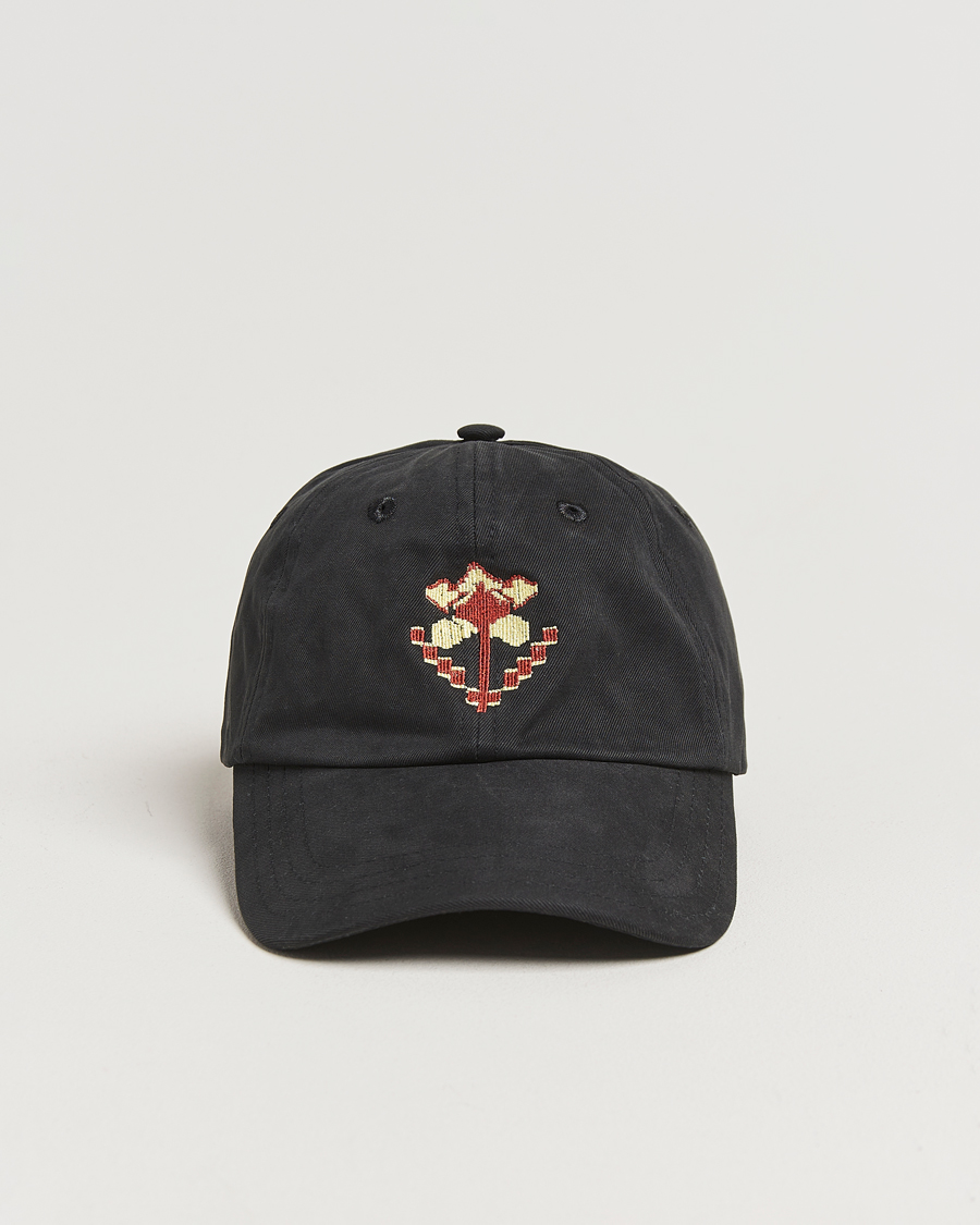 Herren | Drake's Flower Embroidered Cap Black | Drake's | Flower Embroidered Cap Black