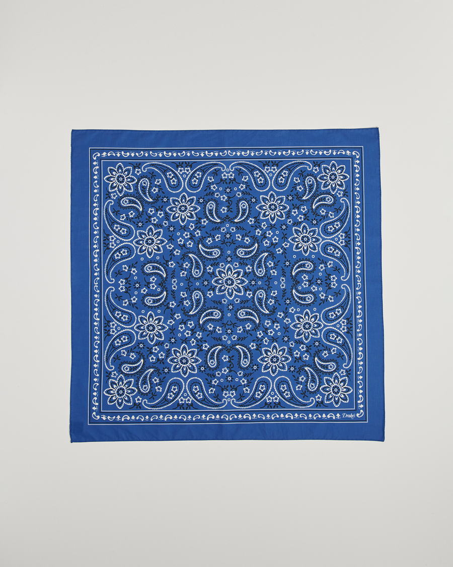 Herren | Drake's Classic Paisley Bandana Blue | Drake's | Classic Paisley Bandana Blue