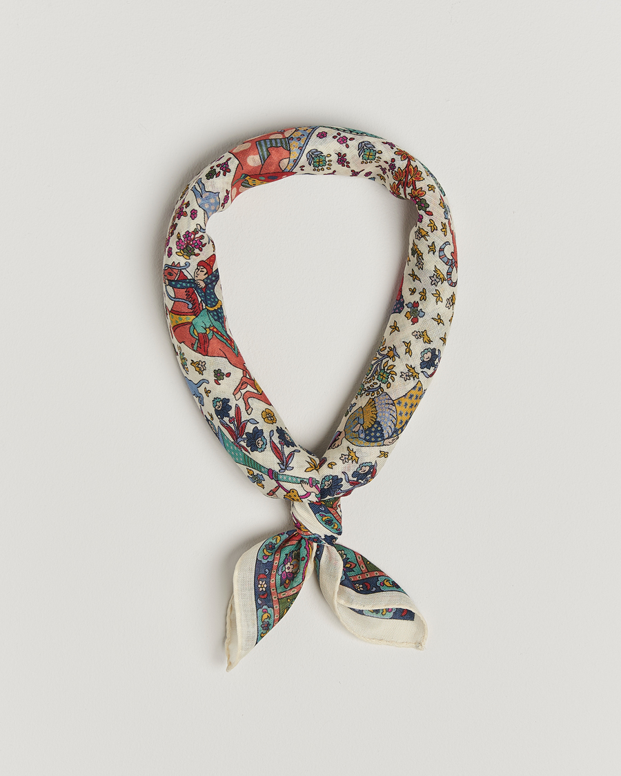 Herren | Drake's Floral Moghul Bandana Ecru/Navy/Magenta | Drake's | Floral Moghul Bandana Ecru/Navy/Magenta