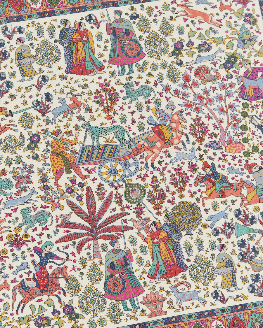 Herren | Drake's Floral Moghul Bandana Ecru/Navy/Magenta | Drake's | Floral Moghul Bandana Ecru/Navy/Magenta