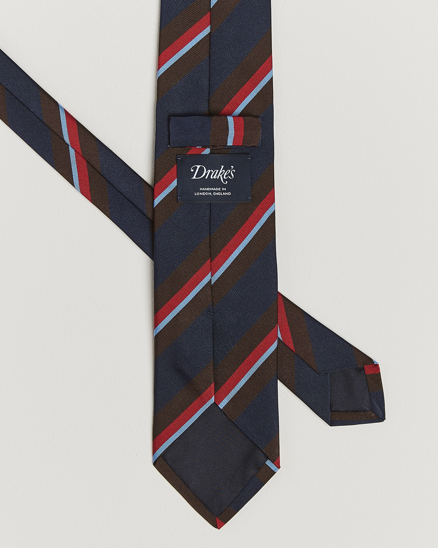 Herren | Drake's Mogador Stripe Tie Navy | Drake's | Mogador Stripe Tie Navy