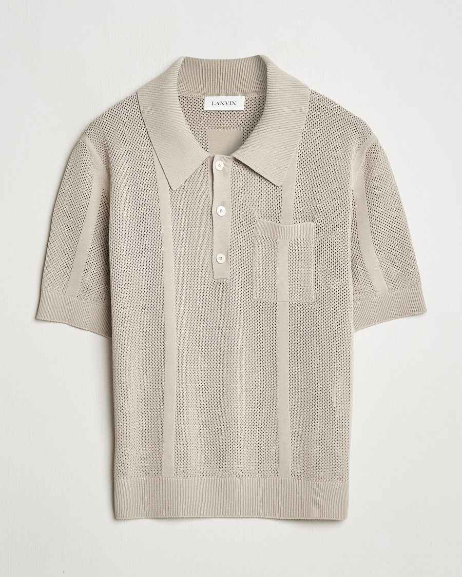 Herren | Pullover | Lanvin | Striped Jacquard Polo Light Beige