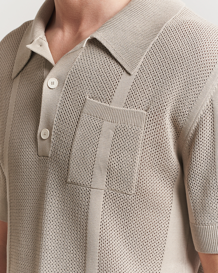 Herren | Pullover | Lanvin | Striped Jacquard Polo Light Beige