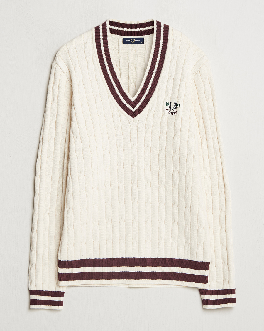 Herren | Pullover | Fred Perry | Cable Knitted Tennis Sweater Ecru