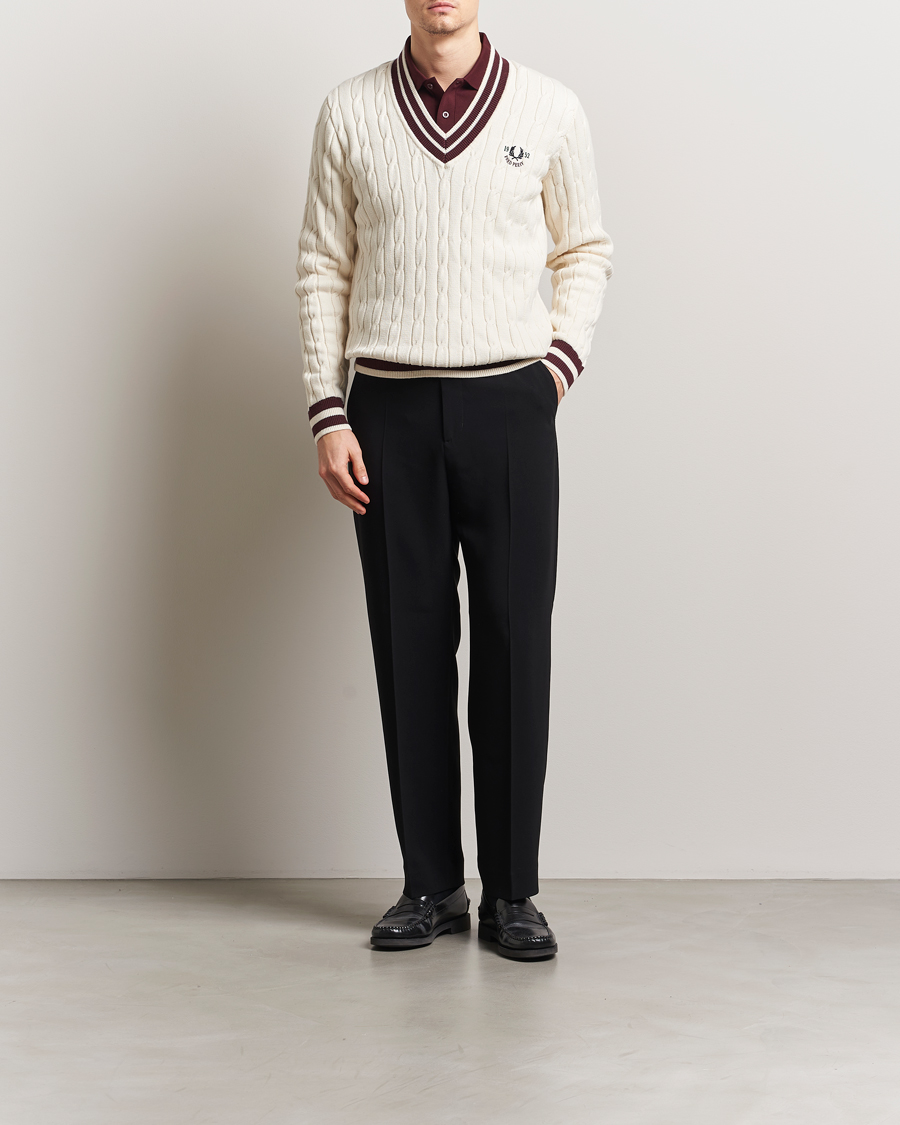 Herren | Pullover | Fred Perry | Cable Knitted Tennis Sweater Ecru
