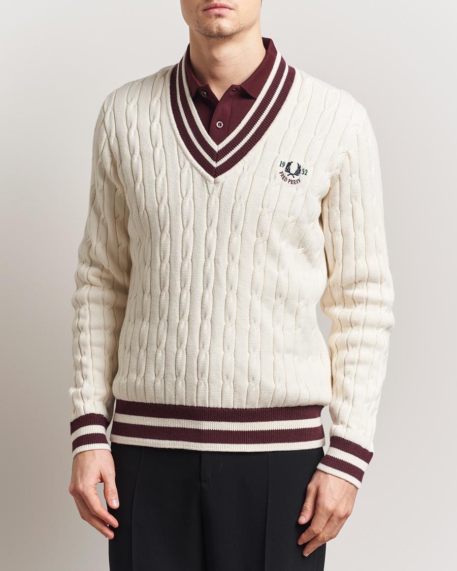 Herren | Pullover | Fred Perry | Cable Knitted Tennis Sweater Ecru