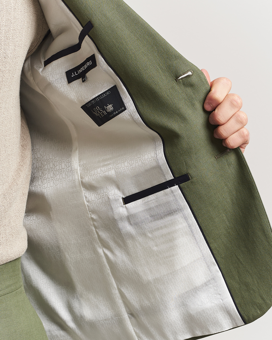 Herren | Sakkos | J.Lindeberg | Elton Super Linen Blazer Olivinie