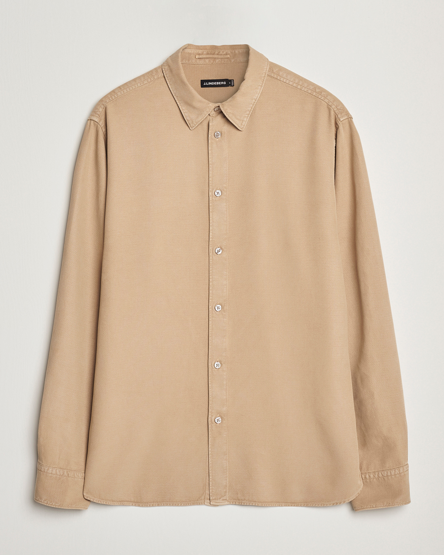 Herren | Hemden | J.Lindeberg | Garment Dyed Structure Tencel Shirt Khaki