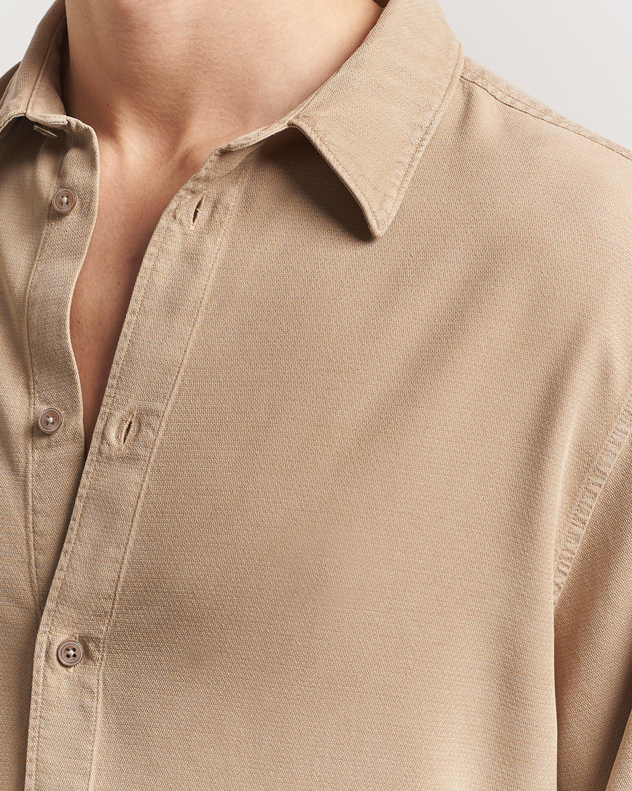 Herren | Hemden | J.Lindeberg | Garment Dyed Structure Tencel Shirt Khaki