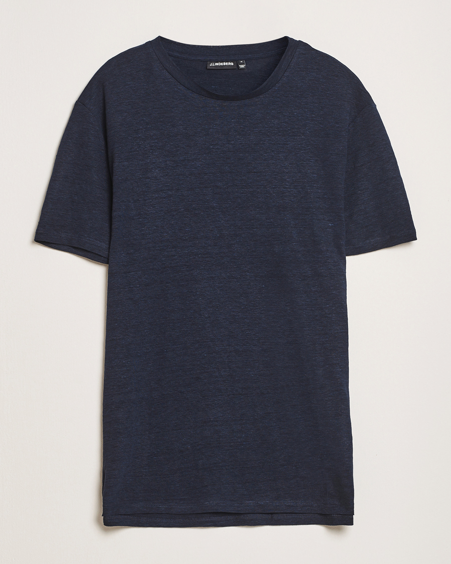 Herren | T-Shirts | J.Lindeberg | Coma Linen T-Shirt Navy