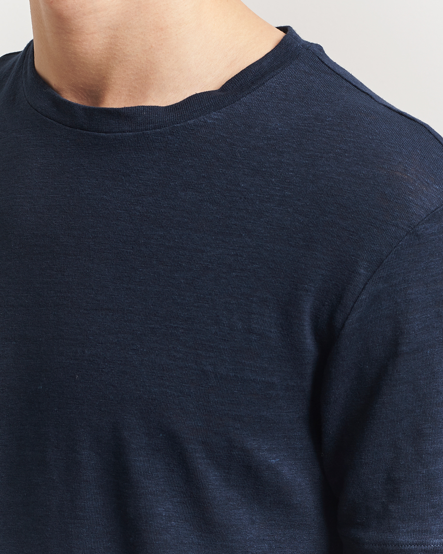 Herren | T-Shirts | J.Lindeberg | Coma Linen T-Shirt Navy