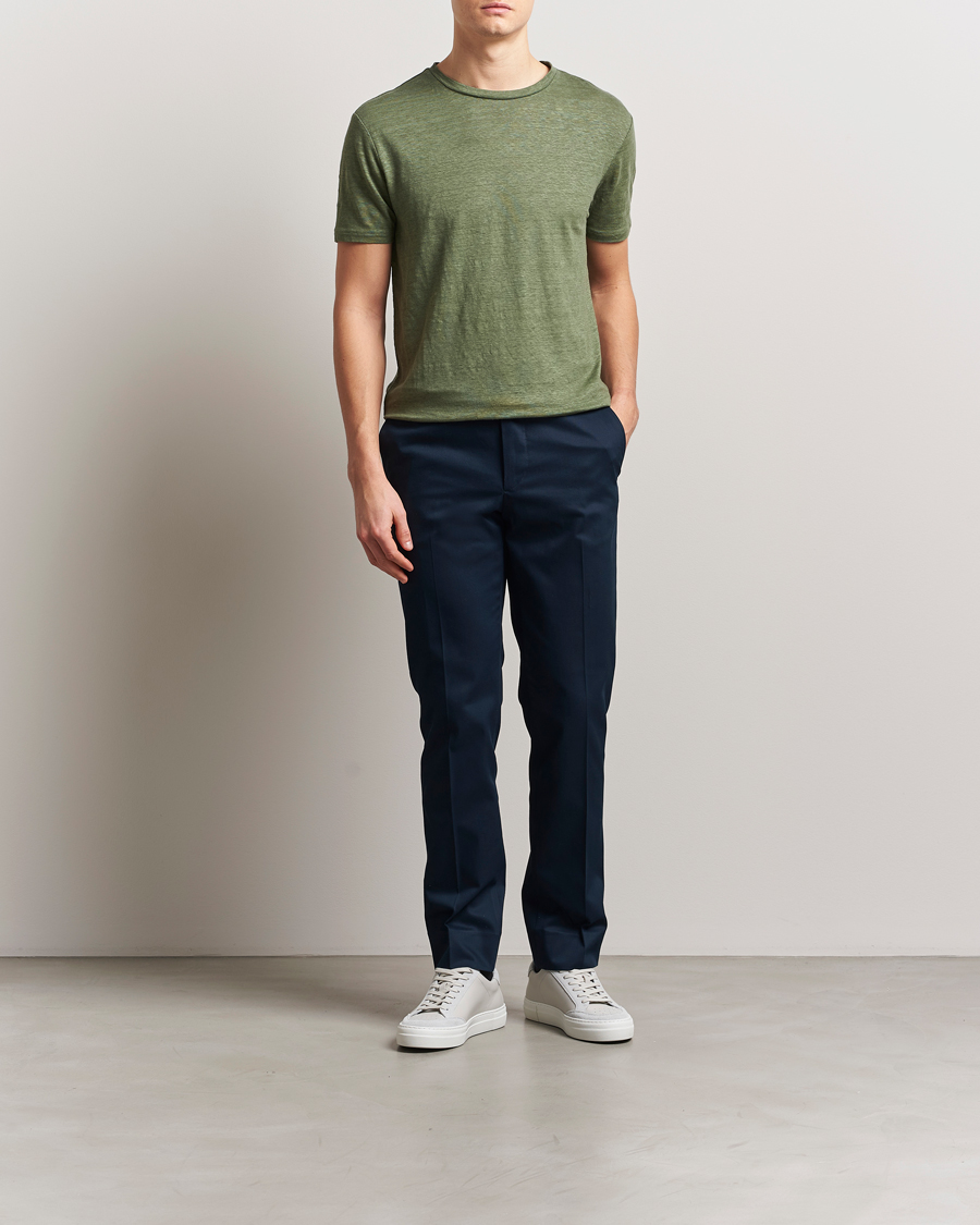 Herren | T-Shirts | J.Lindeberg | Coma Linen T-Shirt Olivinie