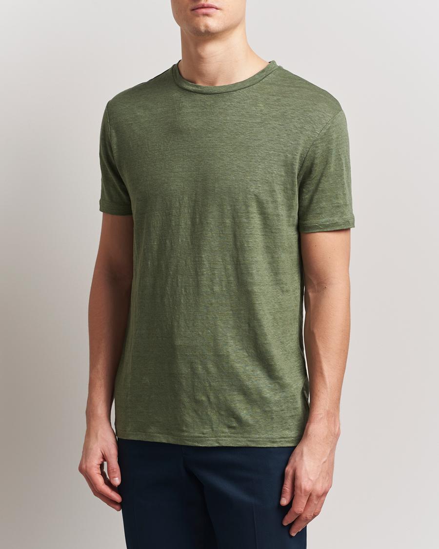 Herren | T-Shirts | J.Lindeberg | Coma Linen T-Shirt Olivinie