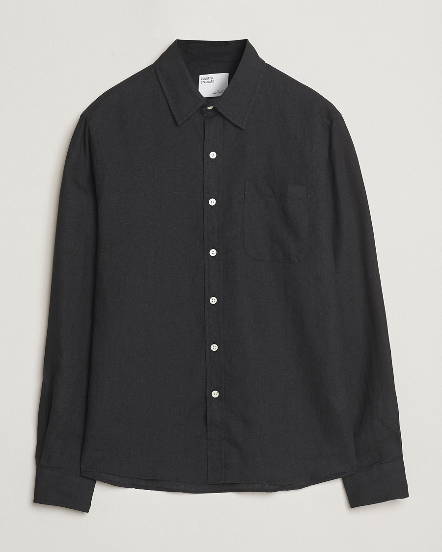 Herren | Hemden | Colorful Standard | Garment Dyed Linen Shirt Deep Black