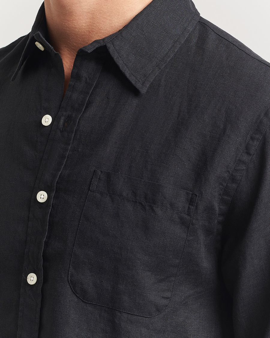 Herren | Hemden | Colorful Standard | Garment Dyed Linen Shirt Deep Black