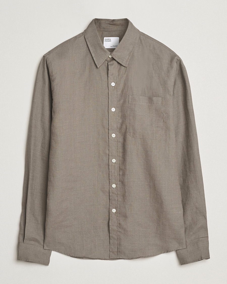 Herren | Hemden | Colorful Standard | Garment Dyed Linen Shirt Dusty Olive