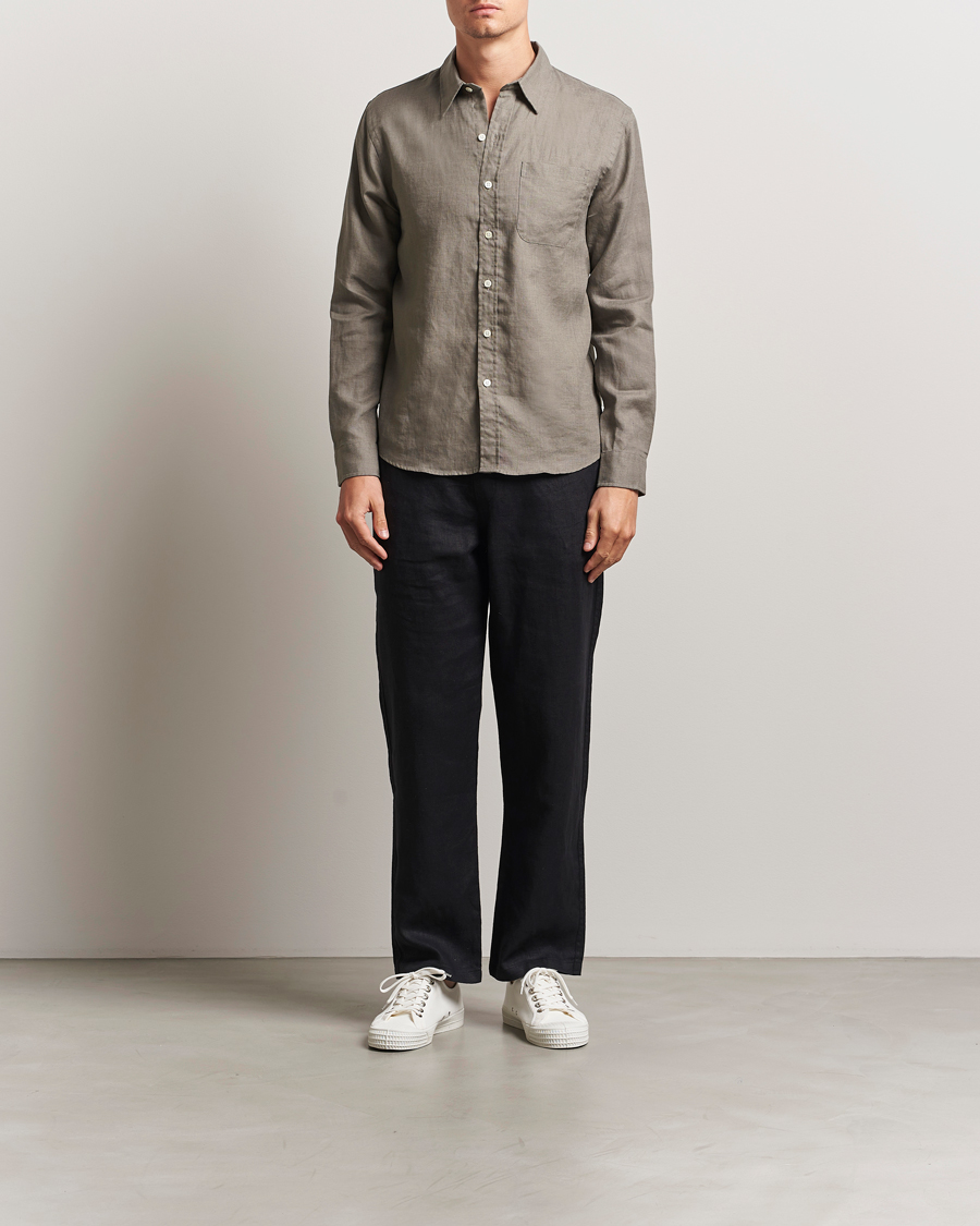 Herren | Hemden | Colorful Standard | Garment Dyed Linen Shirt Dusty Olive