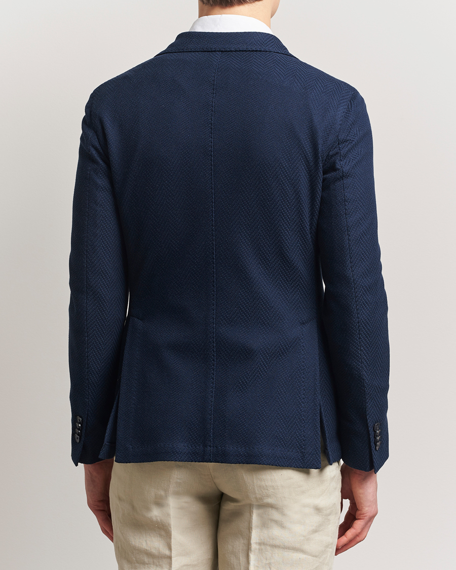Herren | Sakkos | L.B.M. 1911 | Tom Double Breasted Herringbone Jersey Blazer Navy