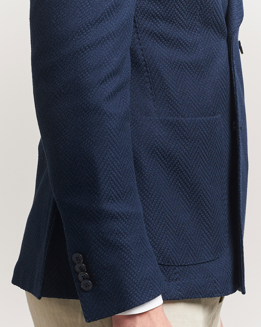 Herren | Sakkos | L.B.M. 1911 | Tom Double Breasted Herringbone Jersey Blazer Navy