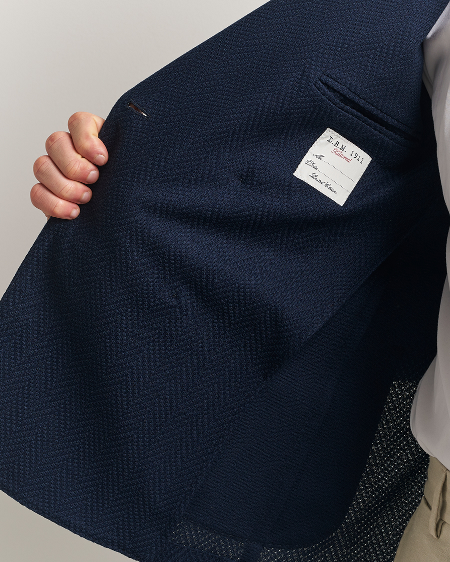 Herren | Sakkos | L.B.M. 1911 | Tom Double Breasted Herringbone Jersey Blazer Navy