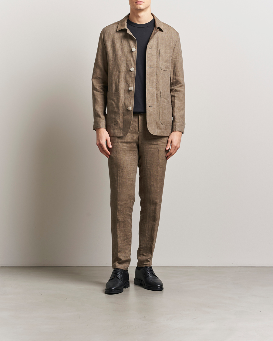 Herren | Jacken | BOSS BLACK | Carper Linen Shirt Jacket Dark Brown