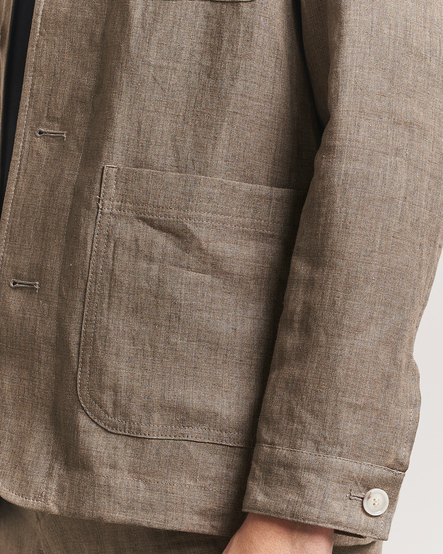 Herren | Jacken | BOSS BLACK | Carper Linen Shirt Jacket Dark Brown