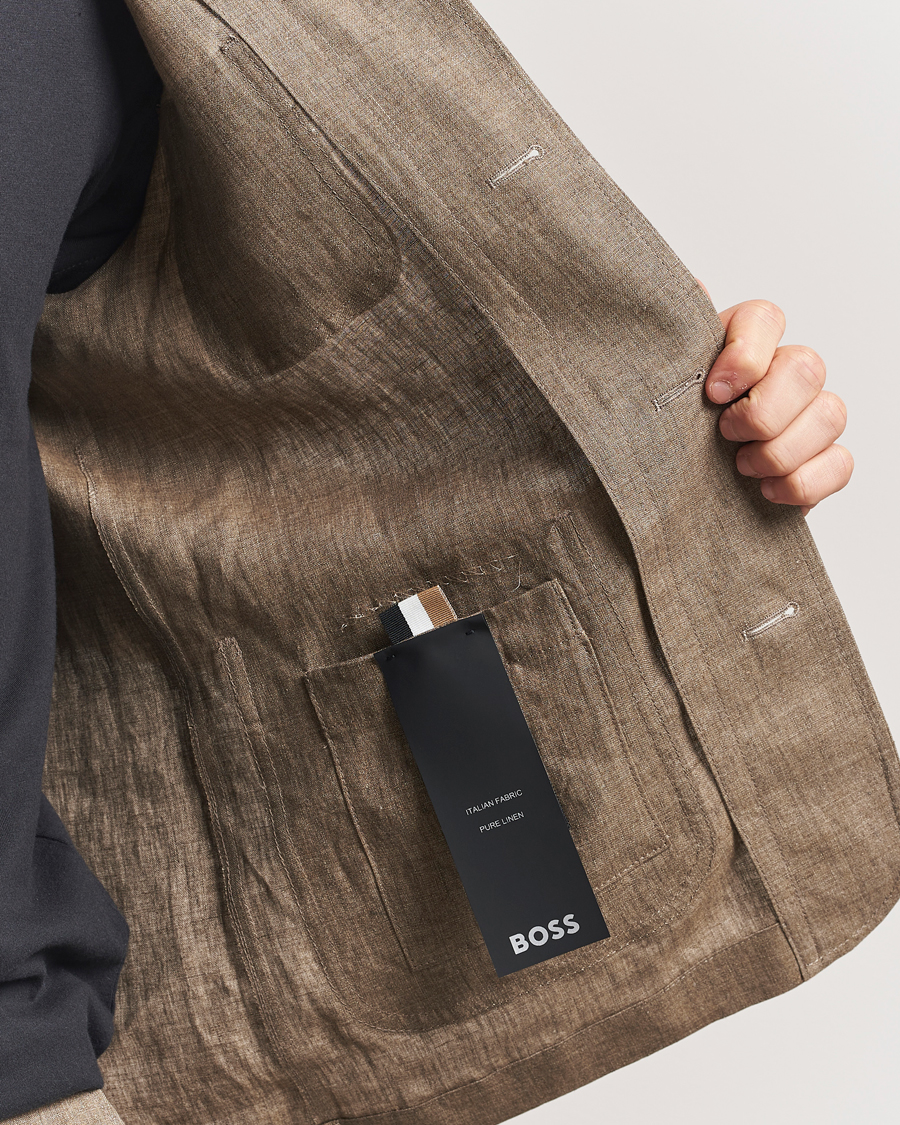 Herren | Jacken | BOSS BLACK | Carper Linen Shirt Jacket Dark Brown