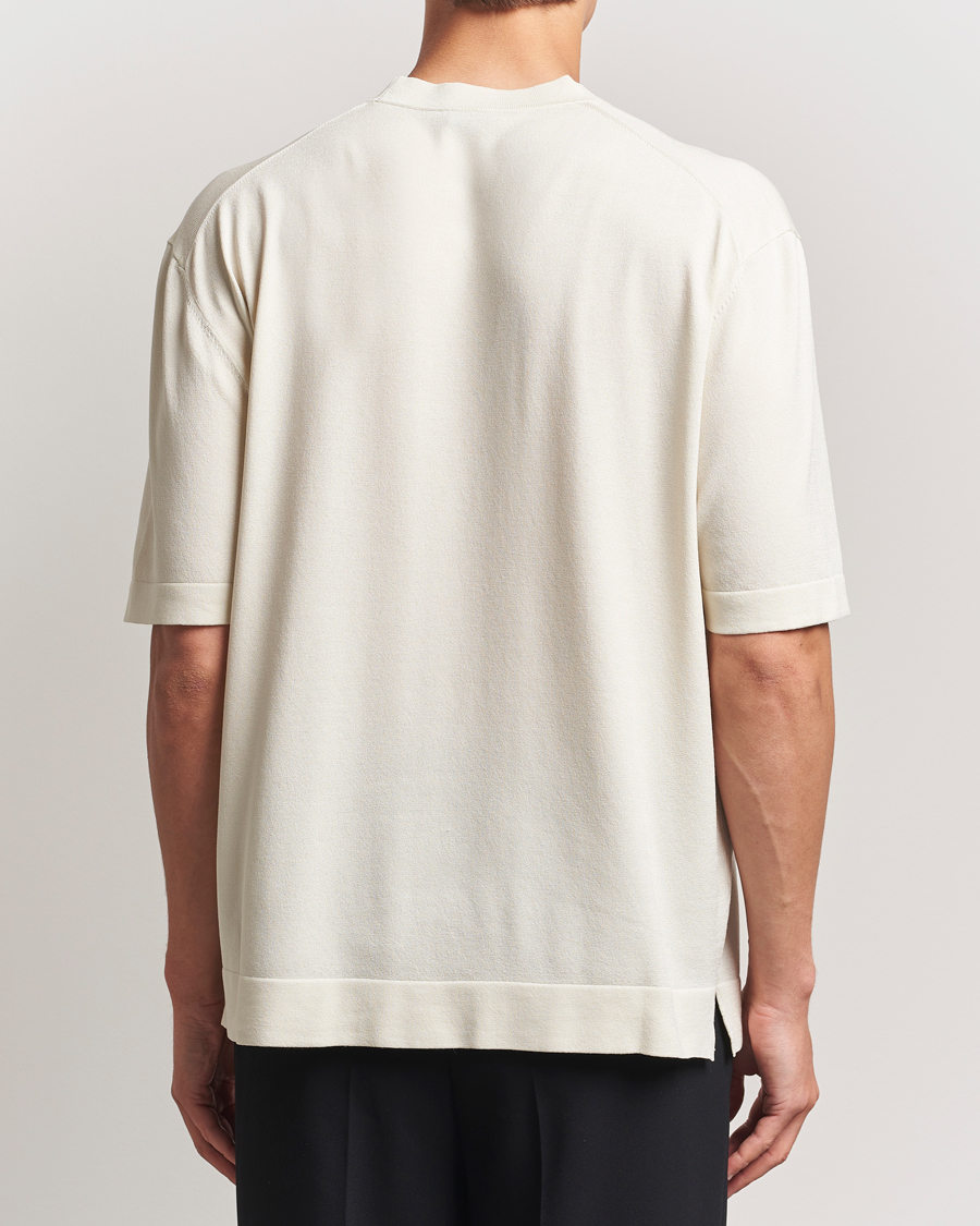 Herren | T-Shirts | BOSS BLACK | Jervaiso Cotton/Silk Knitted T-Shirt Open White
