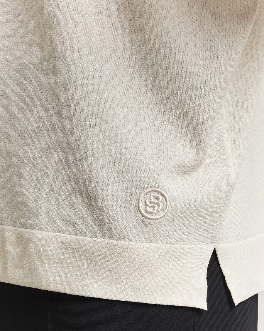 Herren | T-Shirts | BOSS BLACK | Jervaiso Cotton/Silk Knitted T-Shirt Open White