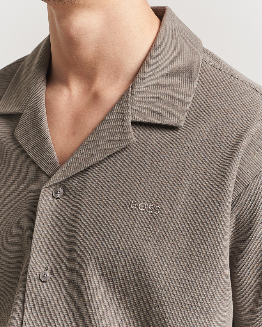 Herren | Hemden | BOSS ORANGE | Waffle Short Sleeve Shirt Open Beige