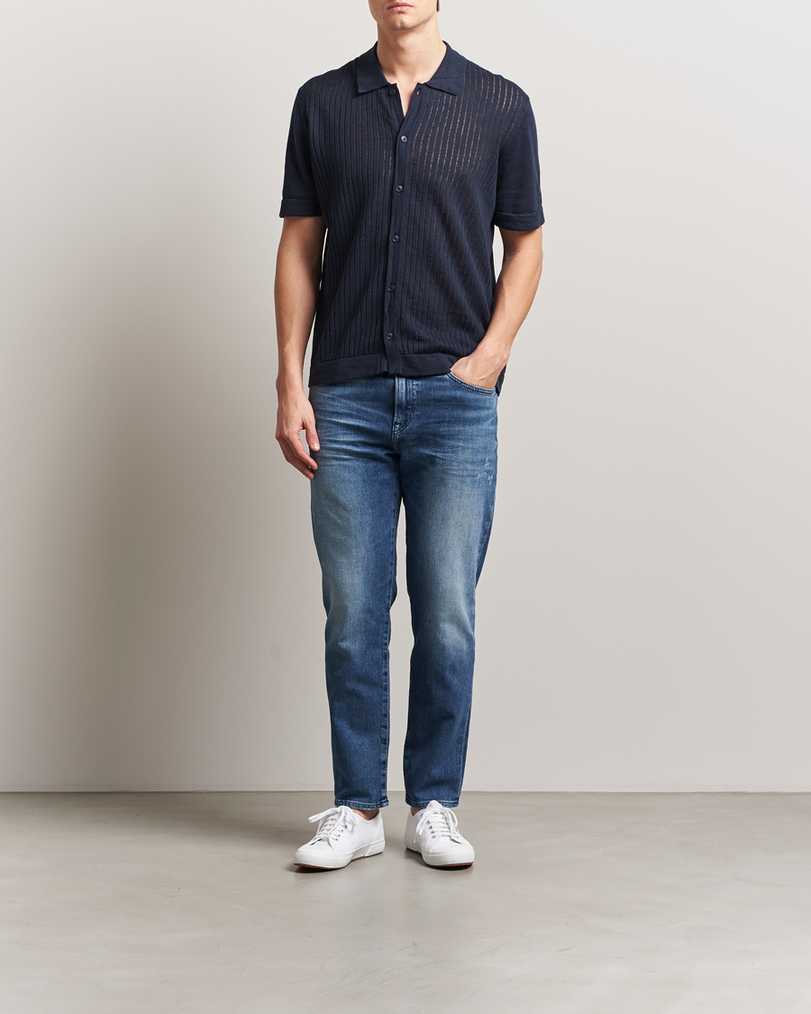 Herren | Hemden | BOSS ORANGE | Kamicino Knitted Short Sleeve Shirt Dark Blue