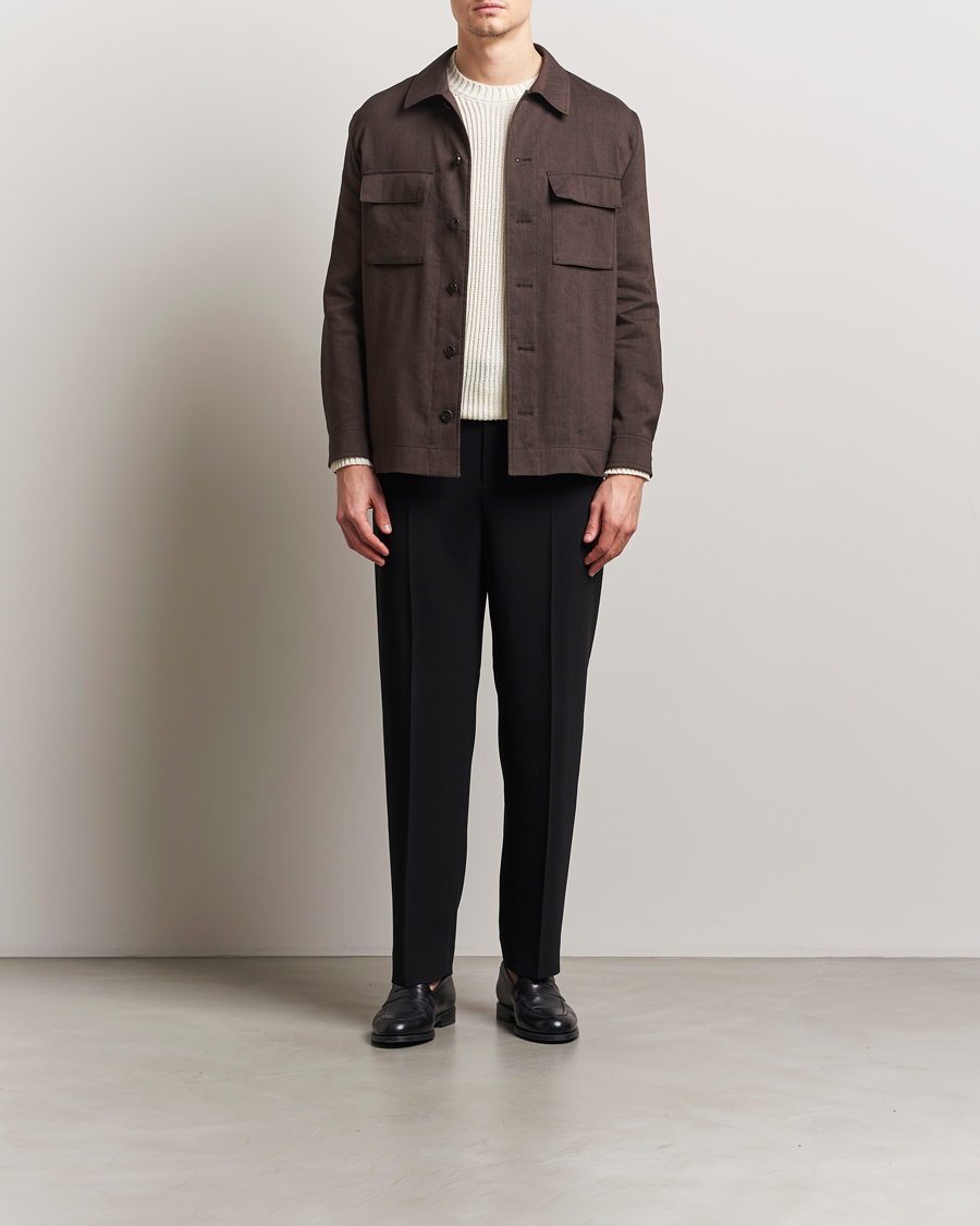 Herren | Jacken | BOSS CAMEL | Corvin Linen Shirt Jacket Dark Brown