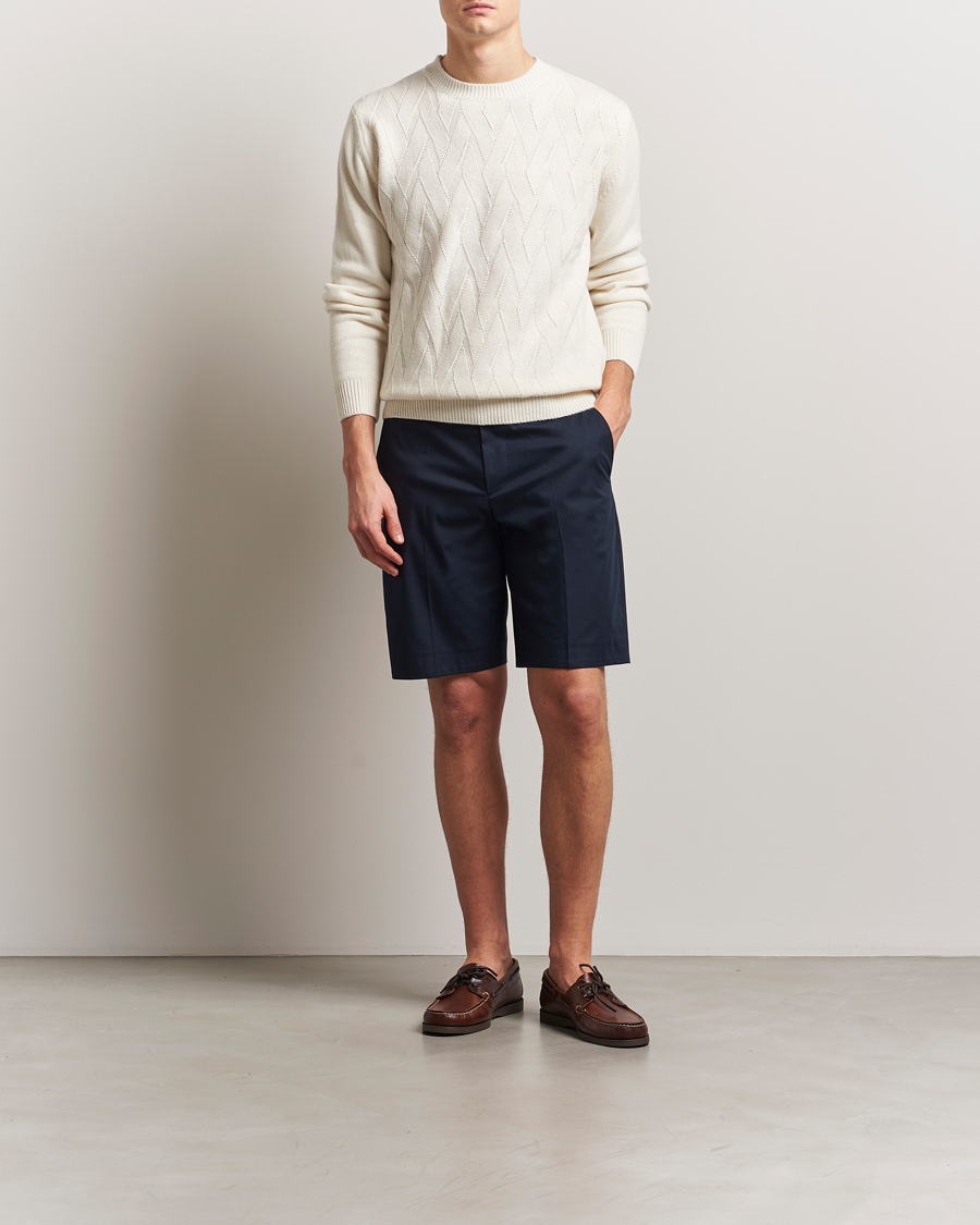 Herren | Shorts | BOSS CAMEL | Peet Cotton Pleated Shorts Dark Blue